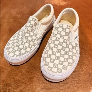 Vans Slip-On Sneakers - Gray and White Checkered